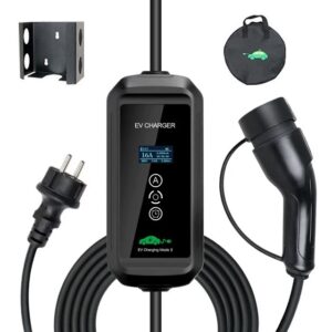 E-Auto Ladegerät, Ladekabel Typ 2 auf Schukostecker, 10 Meter 1-Phase, 3,6 kW