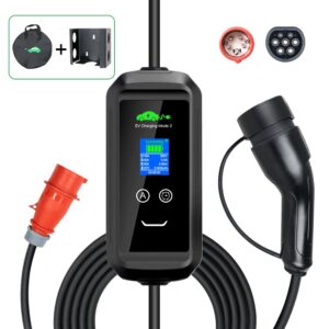 Transportable Wallbox 11kW, 5 Meter Typ2 Kabel für Starkstromsteckdosen