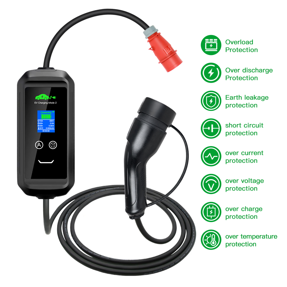 Mobile Wallbox Starkstrom: 11kW Ladeleistung, 5 Meter Typ2 Kabel für Starkstromsteckdosen, Tasche und Wandhalterung – Bild 3