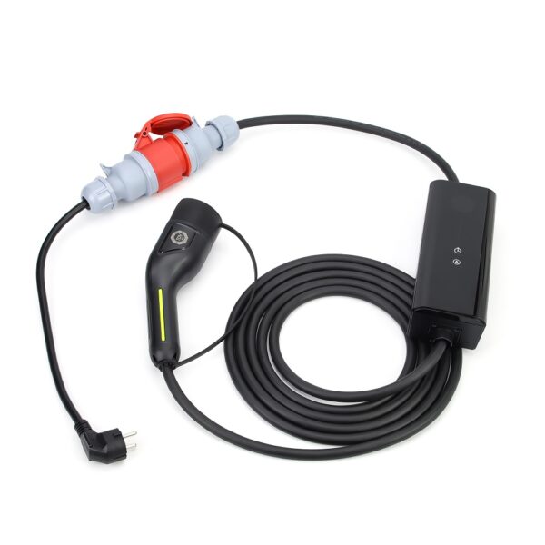 Mobile Ladestation zum laden an Starkstromsteckdosen (CEE 16A Rot) 5/10 Meter Typ2 Kabel optional mit 2 Adaptern – Bild 7