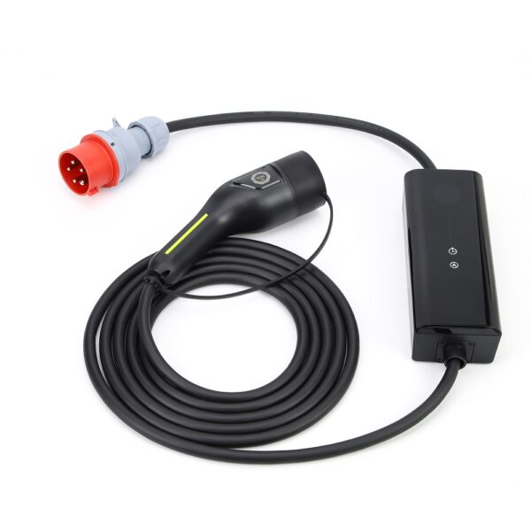 Mobile Ladestation zum laden an Starkstromsteckdosen (CEE 16A Rot) 5/10 Meter Typ2 Kabel optional mit 2 Adaptern – Bild 2