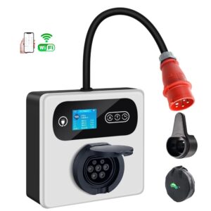 Wallbox mit CEE Stecker 16A Rot und Typ2 Steckdose für Ladekabel, App Steuerung, 11kW Leistung, keine Installation nötig