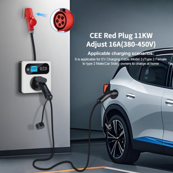 Wallbox mit CEE Stecker 16A Rot und Typ2 Steckdose für Ladekabel, App Steuerung, 11kW Leistung, keine Installation nötig – Bild 6