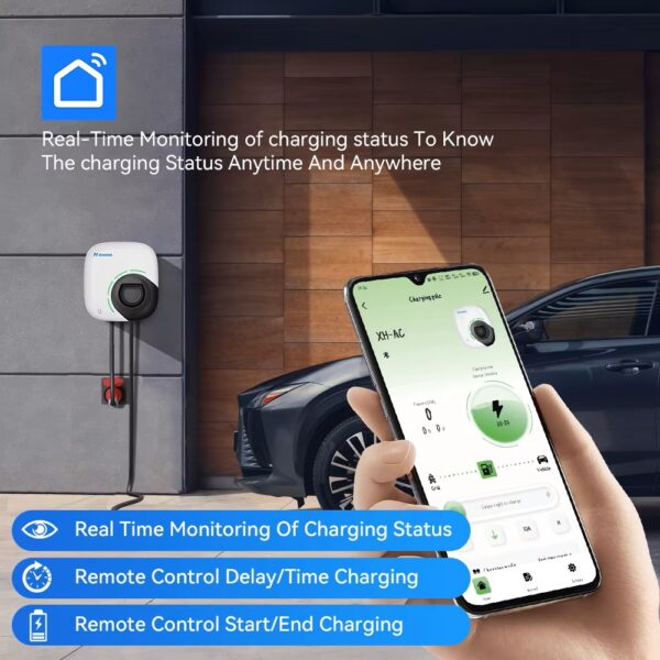 Khons Wallbox 11kw mit WLAN/APP und RFID Zugangskontrolle, 5 Meter Kabel, Regelbar von 6A-16A PV-Überschussladen – Bild 5