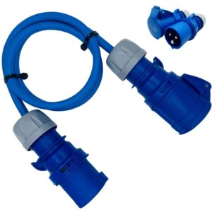 Adapter CEE 32A blau auf CEE 16A Blau für Mobile Wallboxen mit 32A / 7,4kW Stecker zum Anschluß an die Campingsteckdose