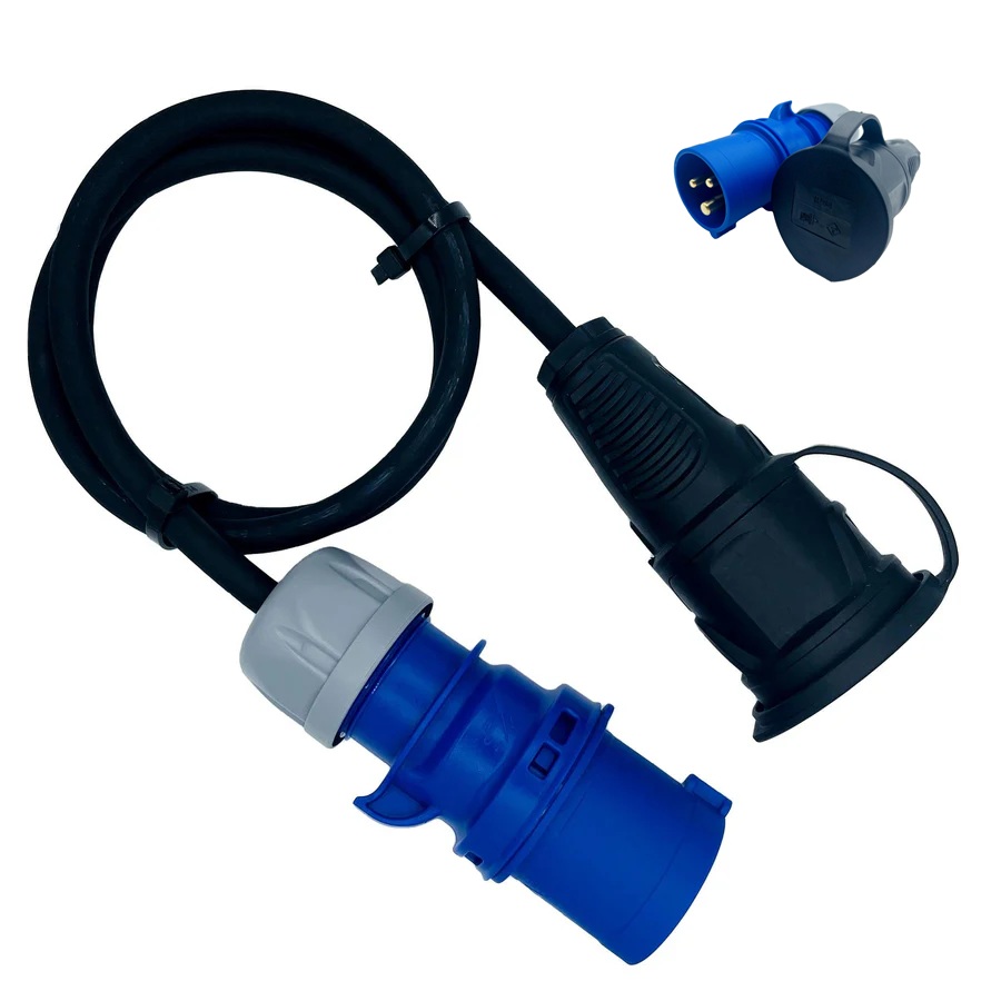 Adapter CEE 16A Blau Stecker (Campingsteckdose) auf Schukosteckdose für Mobile Wallboxen mit Schukostecker