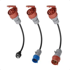 Adapter Set für mobile 11kW Wallboxen mit CEE 16A Stecker – Flexibel laden mit Schuko, CEE und Campingstecker