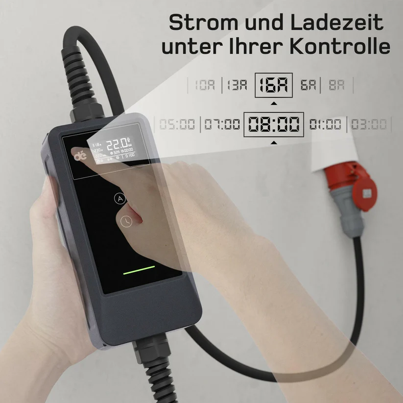 Mobiles Ladegerät 22kW mit App, Stromzähler & Ladeprotokoll – CEE 32A, Typ 2, PV-Laden – Bild 4
