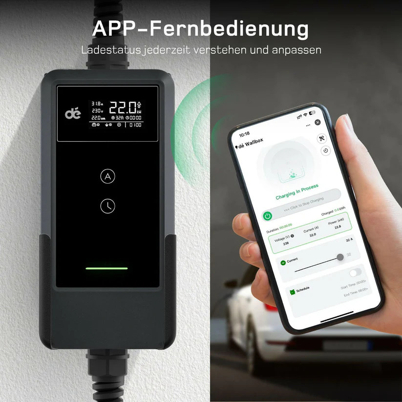 Mobiles Ladegerät 22kW mit App, Stromzähler & Ladeprotokoll – CEE 32A, Typ 2, PV-Laden – Bild 5