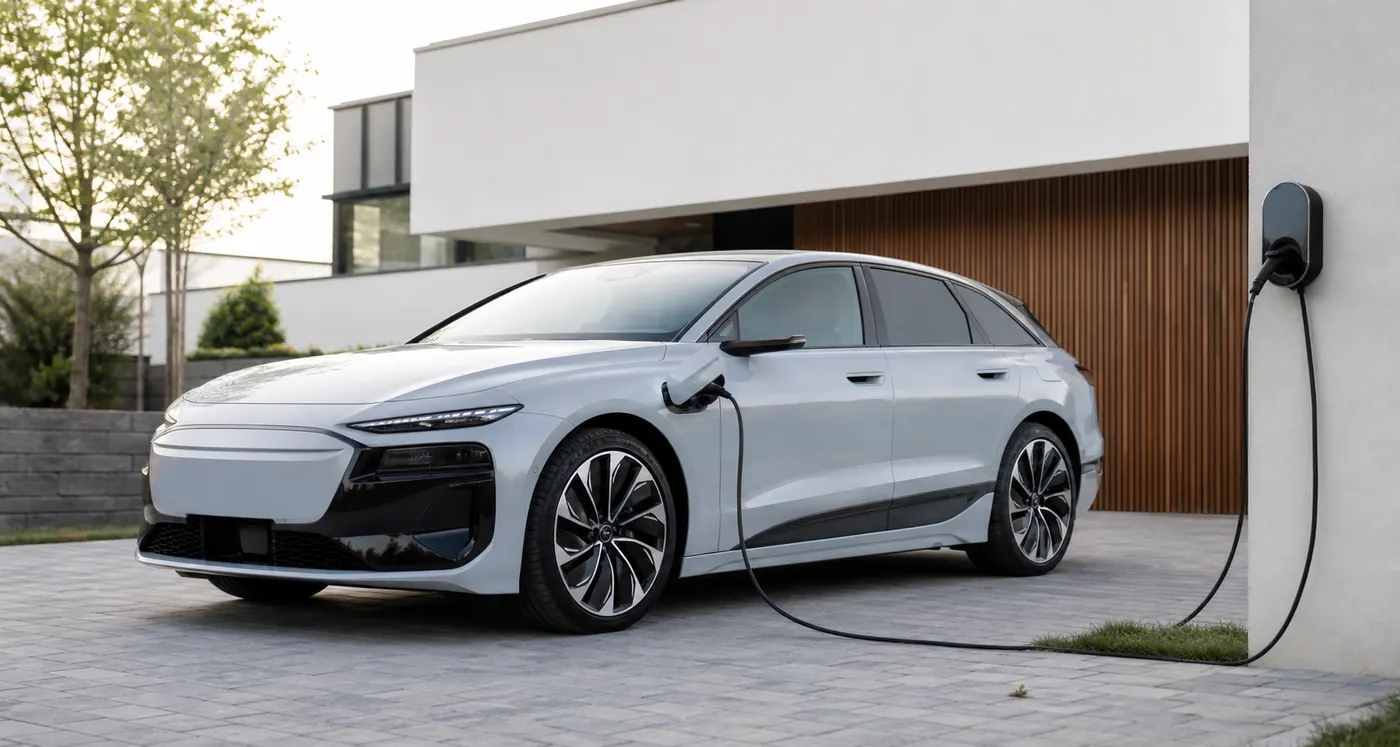 Audi A6 e-tron zuhause mit mobiler Wallbox laden
