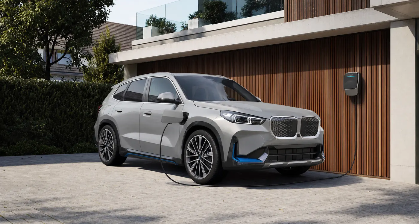 BMW iX1 zuhause mit mobiler Wallbox laden