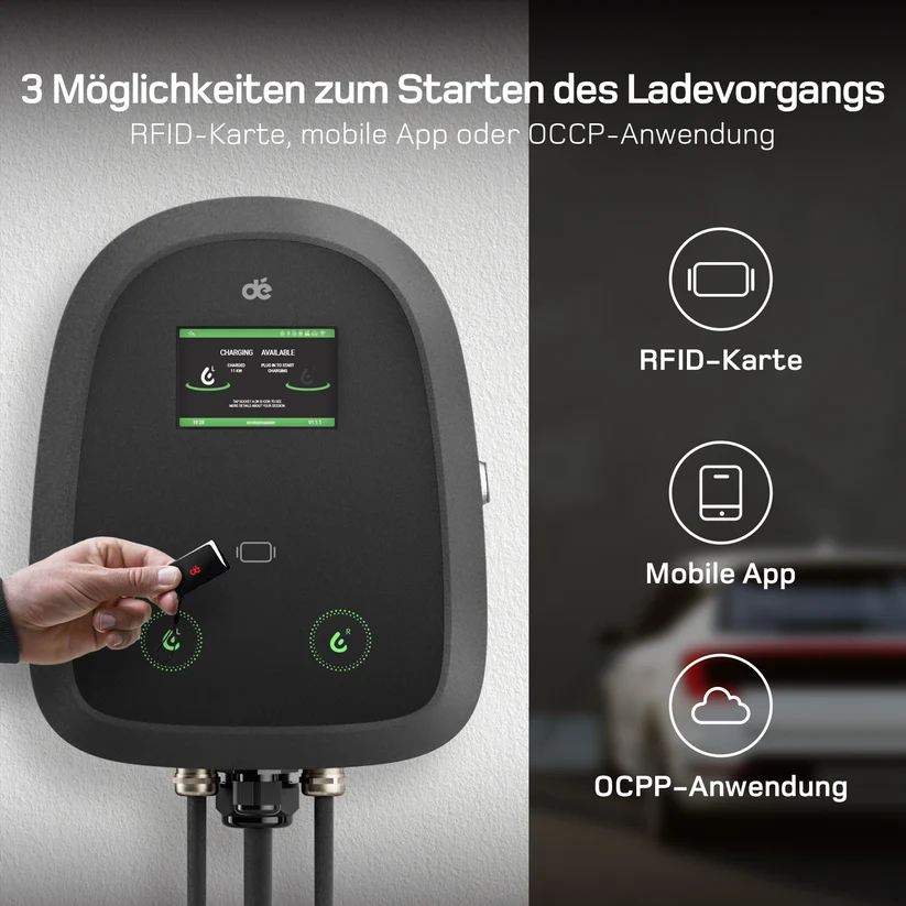 Dual Wallbox mit 2 Ladepunkten 2 x 11kW, RFID, APP Steuerung, Stromzähler und OCPP 1.6J, §14a konform. – Bild 3